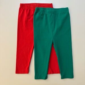 Hanna Andersson Bundle of 2 Kids Leggings Bright Red & Green Sz 12-18m